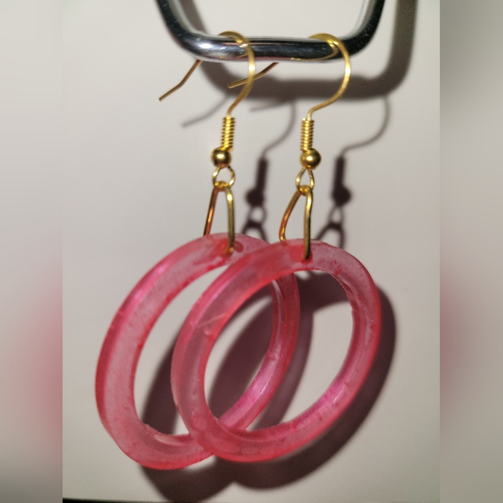Hand Crafted Pink Hoop Earrings